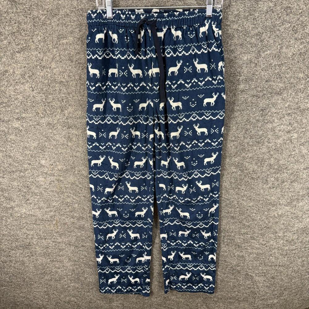 Weatherproof Pajama Pants Women M Medium Blue Deer Print Drawstring